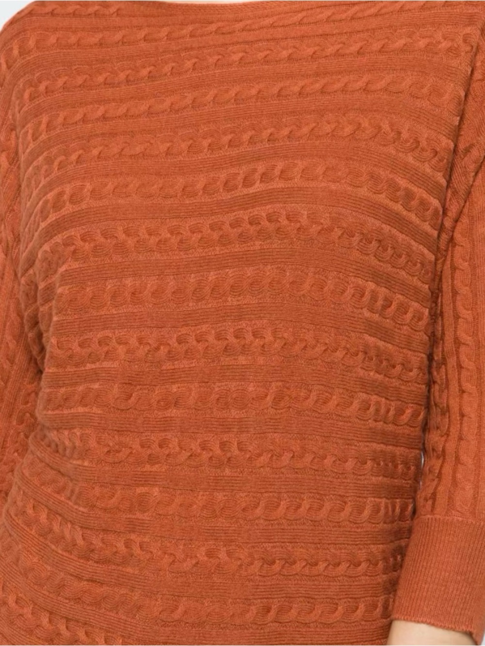 Women’s Cable Knit Sweater - Rust Orange - Picture 4 of 8